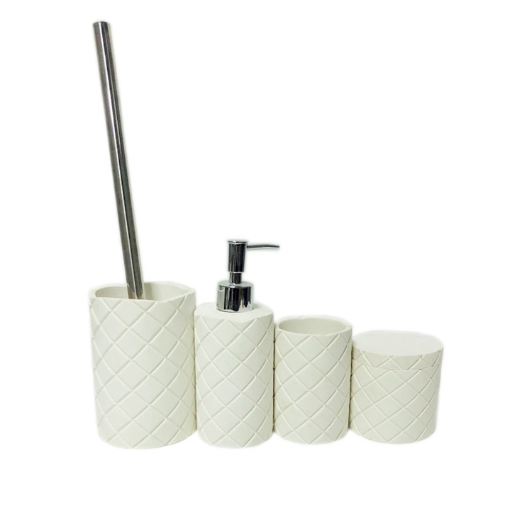 4Pcs Modern Design Eco-friendly Customized White Resin Bathroom Accessories Sets